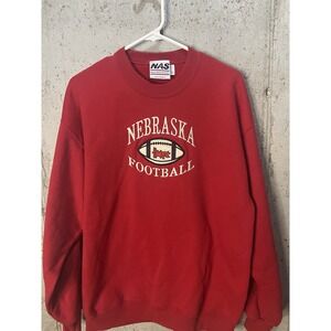 Vintage NAS Nebraska Cornhuskers Football Sweatshirt Mens L Red College USA